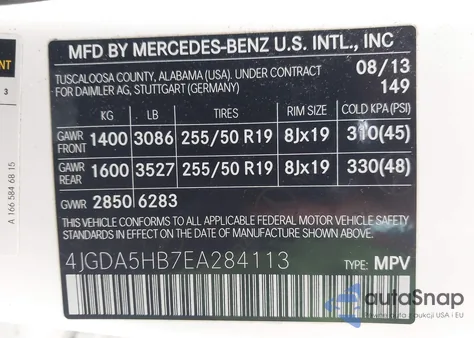 2014 Mercedes-Benz Ml 350 4Matic z USA, uszkodzony, nr VIN 4JGDA5HB7EA284113